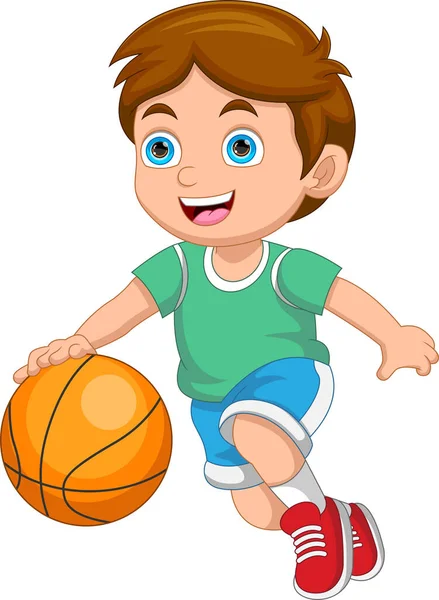 depositphotos 666924914 stock illustration cartoon little boy playing basketball